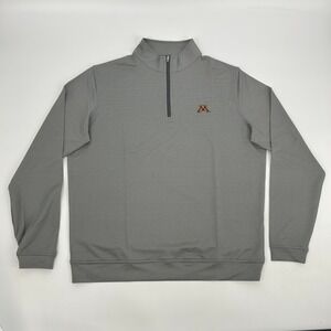 Peter Millar Perth Minnesota Gophers Pullover Men L Gray Houndstooth 1/4 Zip NEW